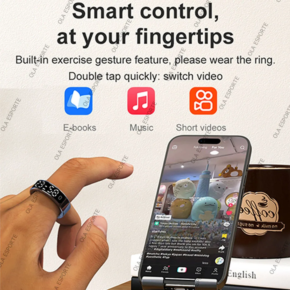 2025 Smart Ring Men Women LED Display Screen Heart Rate Blood Oxygen Monitor 5ATM Waterproof Multi Sports Mode Gifts For Andorid