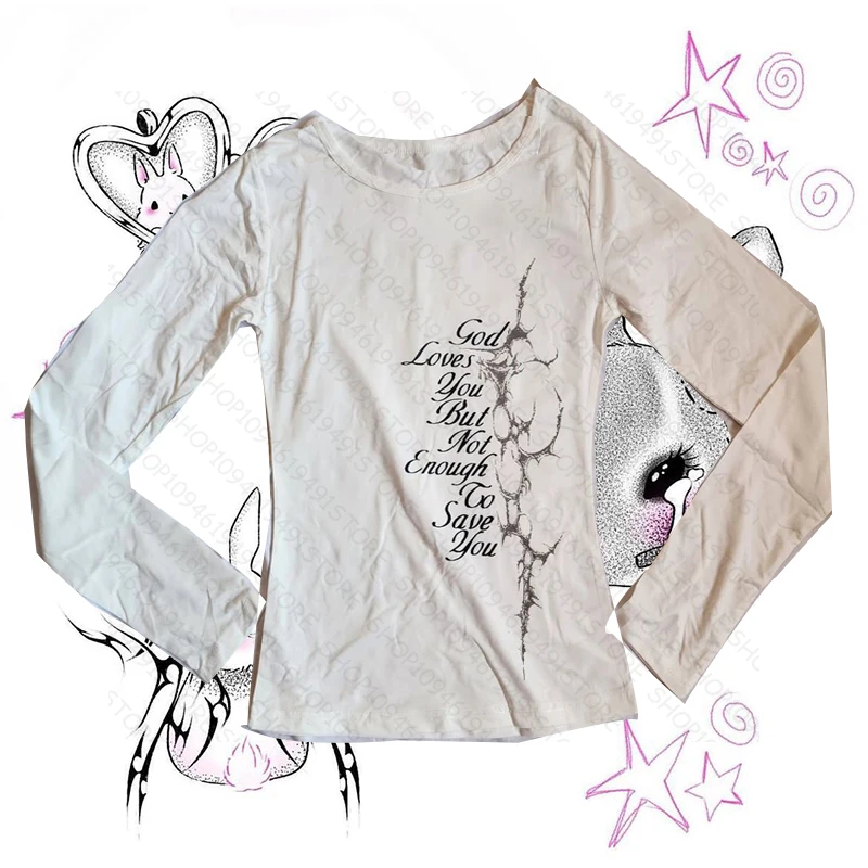 

Anime Girl Emo Grunge Clothes Y2k 90s Vintage Clothes for Women Women's Cropped 2000s Tops Long Sleeve Aesthetic Clothing