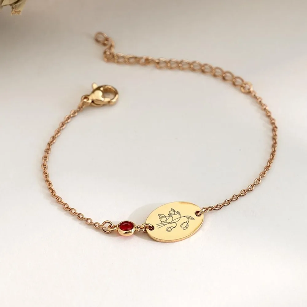 مخصص الولادة زهرة سوار هندسي جولة شخصية الميلاد مجوهرات أساور للنساء عيد الميلاد المعمودية هدية #3