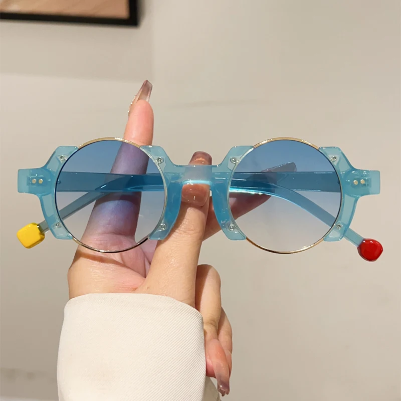 GM LUMIAS Runde Sonnenbrille für Herren, 2025, neue Mode, Hip-Hop, lässig, Outdoor-Sonnenbrille, Damen, trendig, schick, Markendesign, Dekor-Sonnenbrille