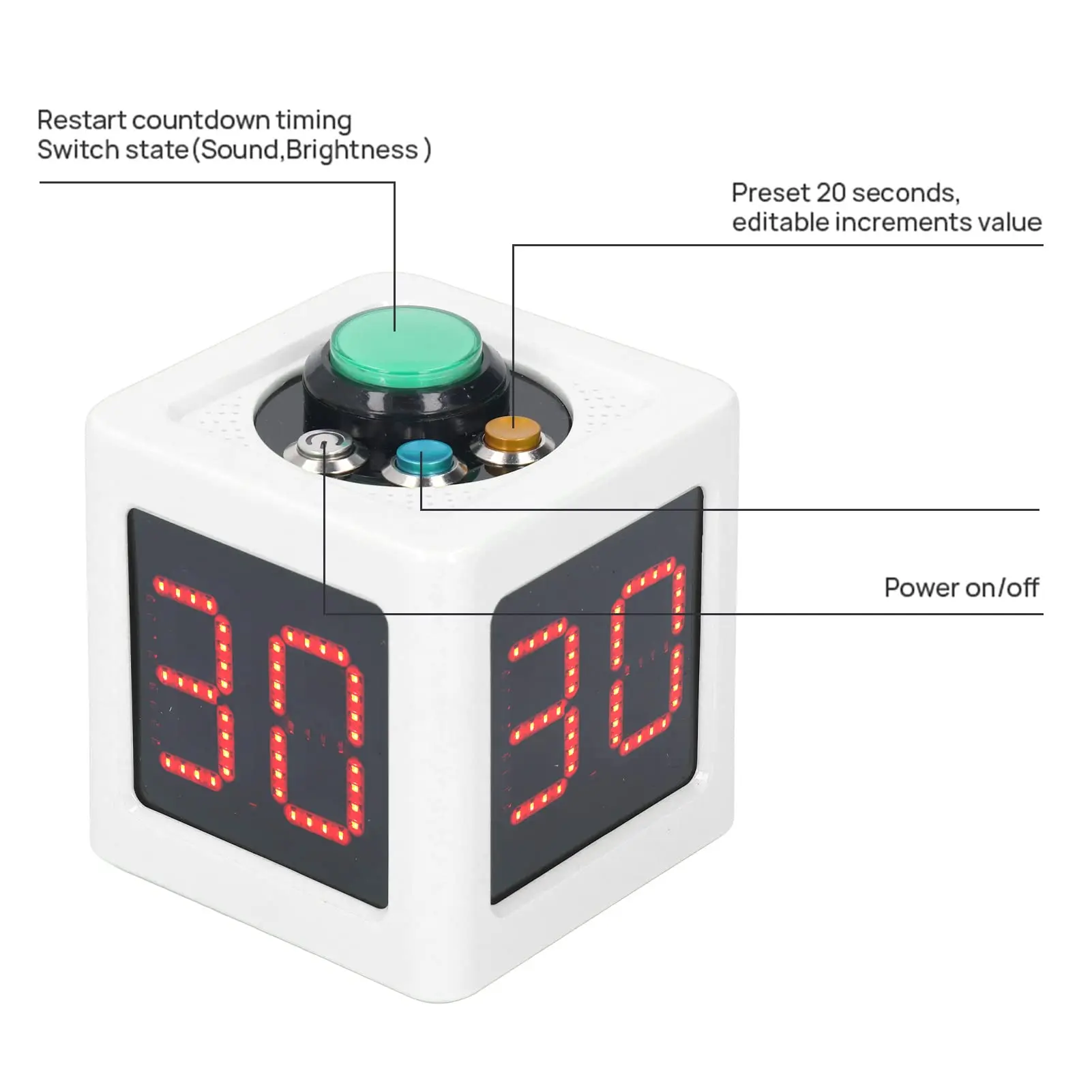 1.4in High Digital Display LED Poker Shot Clock Seconds Countdown Cube Timer for Poker Casino Chess Tournamen Party Games