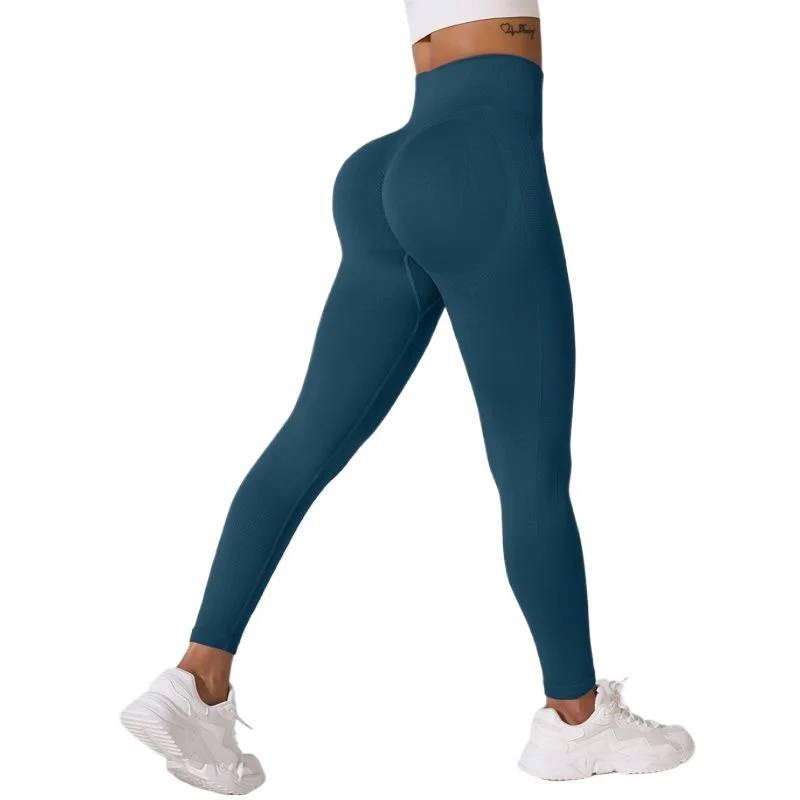 

Оригинальные бесшовные спортивные штаны персикового цвета для йоги, брюки для фитнеса с высокой талией и подъемом бедер