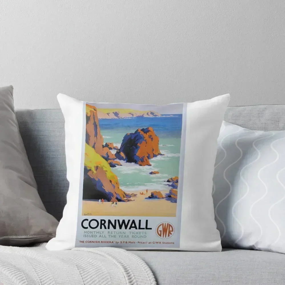 

Great Western Railway Cornwall vintage poster Throw Pillow Elastic Cover For Sofa pillowcases for sofa cushions Anime pillow