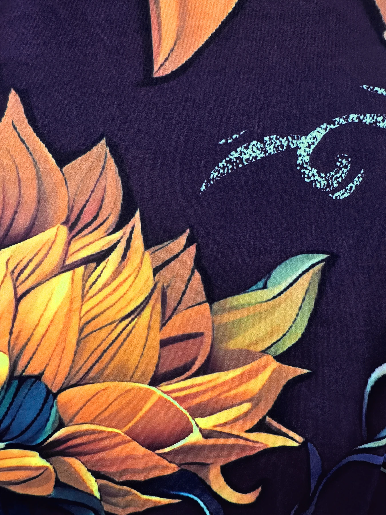 Fashion full body print women's short sleeve dress Creative sunflower print side pocket round neck T-shirt dress