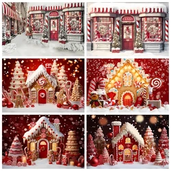 Frohe Weihnachten Hintergrund Fotografie Hintergründe Weihnachten rotes Haus Lebkuchen Winter Schnee Hintergrund Dekor Baby Dusche Studio Requisiten