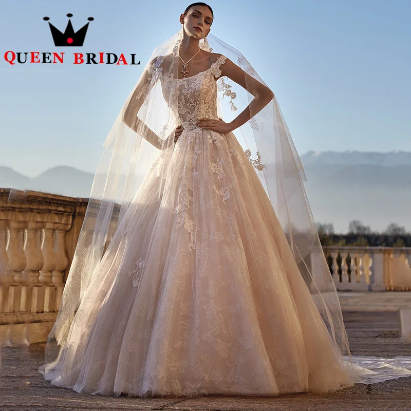 

Luxury Sleeveless Appliques Wedding Dress 2023 New Boat Neck Floor Length Bridal Ball Gown Vestidos De Novia Custom C61X