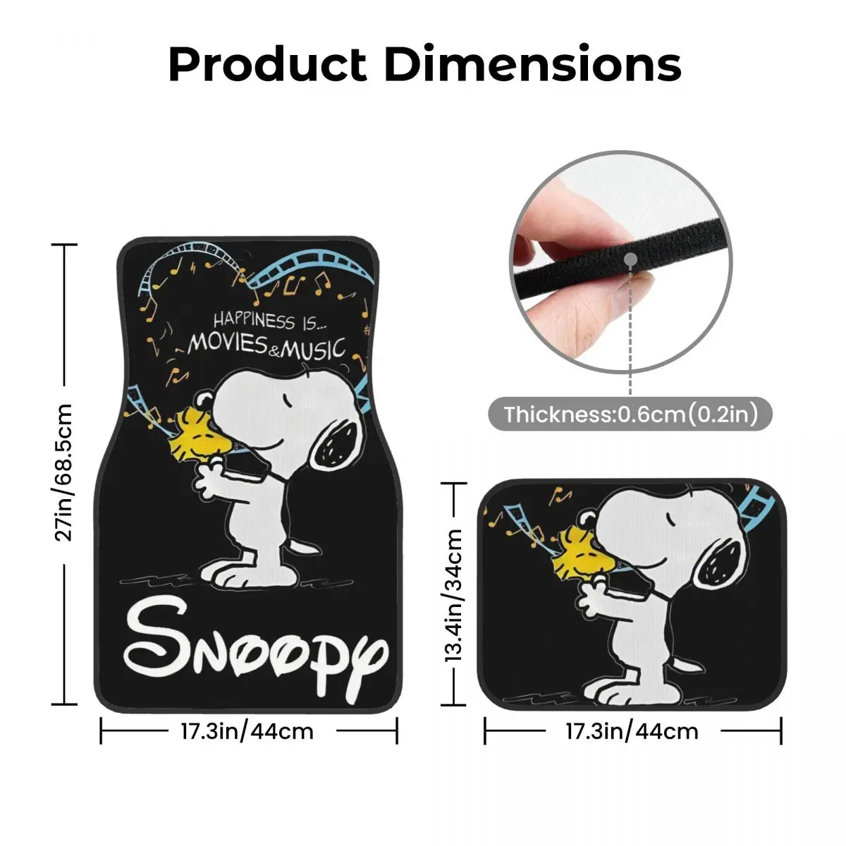 Woodstock Snoopys لطيف الكلاب الحصير سيارة السجاد مجموعة كاملة مقاوم للماء العالمي السيارات الكلمة حصيرة صالح لشاحنات SUV