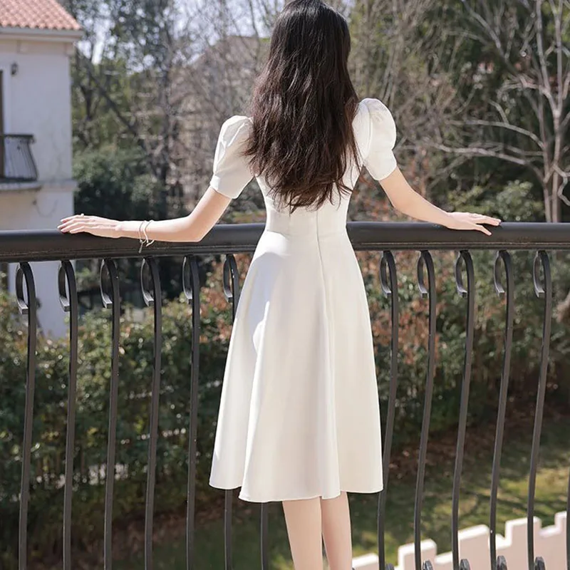 Elegant Wedding Dress V-Neck With Bow Simple Satin Bride Gowns A-Line Wedding Party Dresses Evening Gown Vestidos De Novia