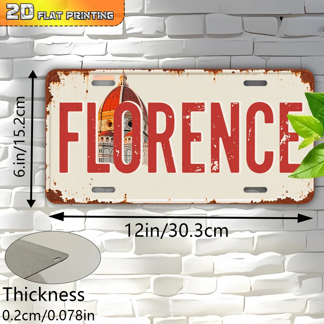 2D Flat, 2D Flat Printing, 1pc, Only for Decoration, Decorative Plaque & Statues (15.24cm X 30.48cm), Florence Italy Landmark Si