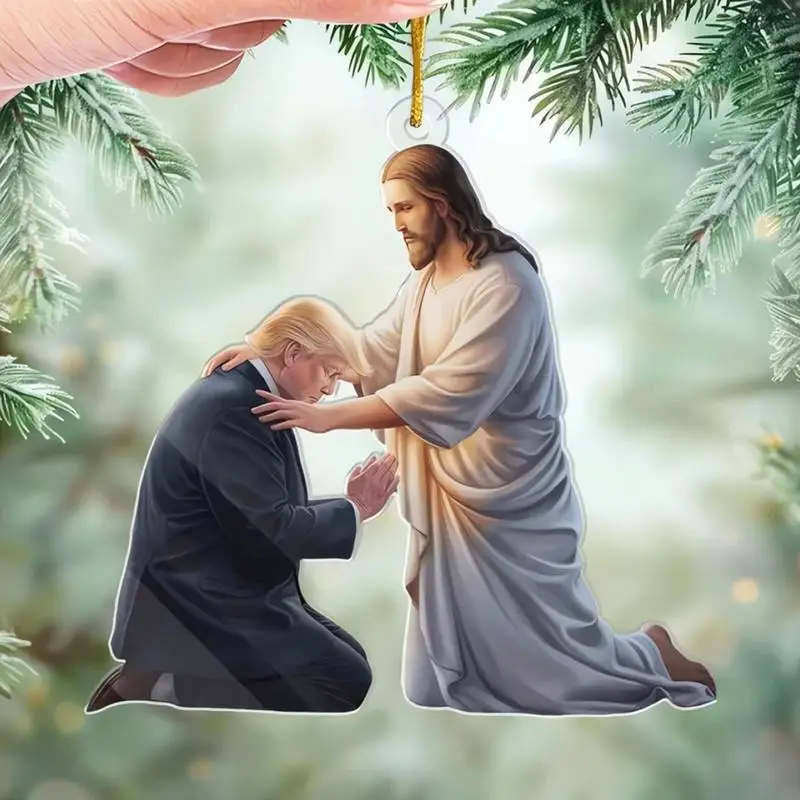 Jesus President Ornament Acrylic 2D President Christmas Ornaments Presidential Election Ornament Funny Christian Christmas