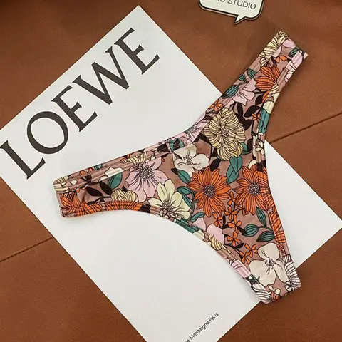 Bikini Thong Fashion Graffiti Flower Personality Desire Silk Floral Briefs Summer Pattern Traceless spicy Girl Swimwear G String
