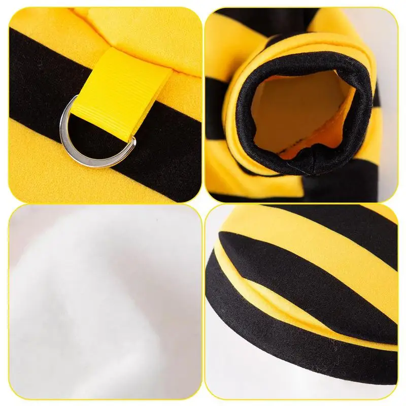 Disfraz de abeja para perro, sudaderas con capucha de Halloween para mascotas, Cosplay de vacaciones de gato suave, ropa cálida, trajes divertidos, ropa para perros pequeños y medianos