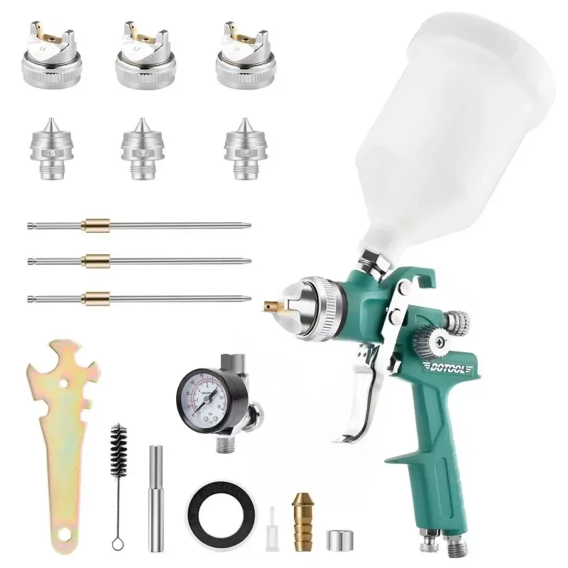 Set HVLP pneumatic paint sprayer with 1.4/1 7/2.0 mm copper nozzle, manual spray 600ml canned varnish sprayer