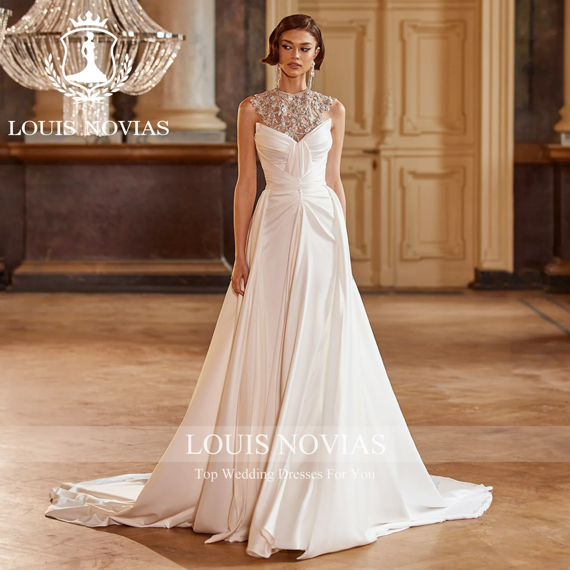 LOUIS NOVIAS 2 IN 1 Mermaid Wedding Dress 2023 Sweetheart Beading Detachable Train Sexy Trumpet Wedding Gown Vestidos De Novia