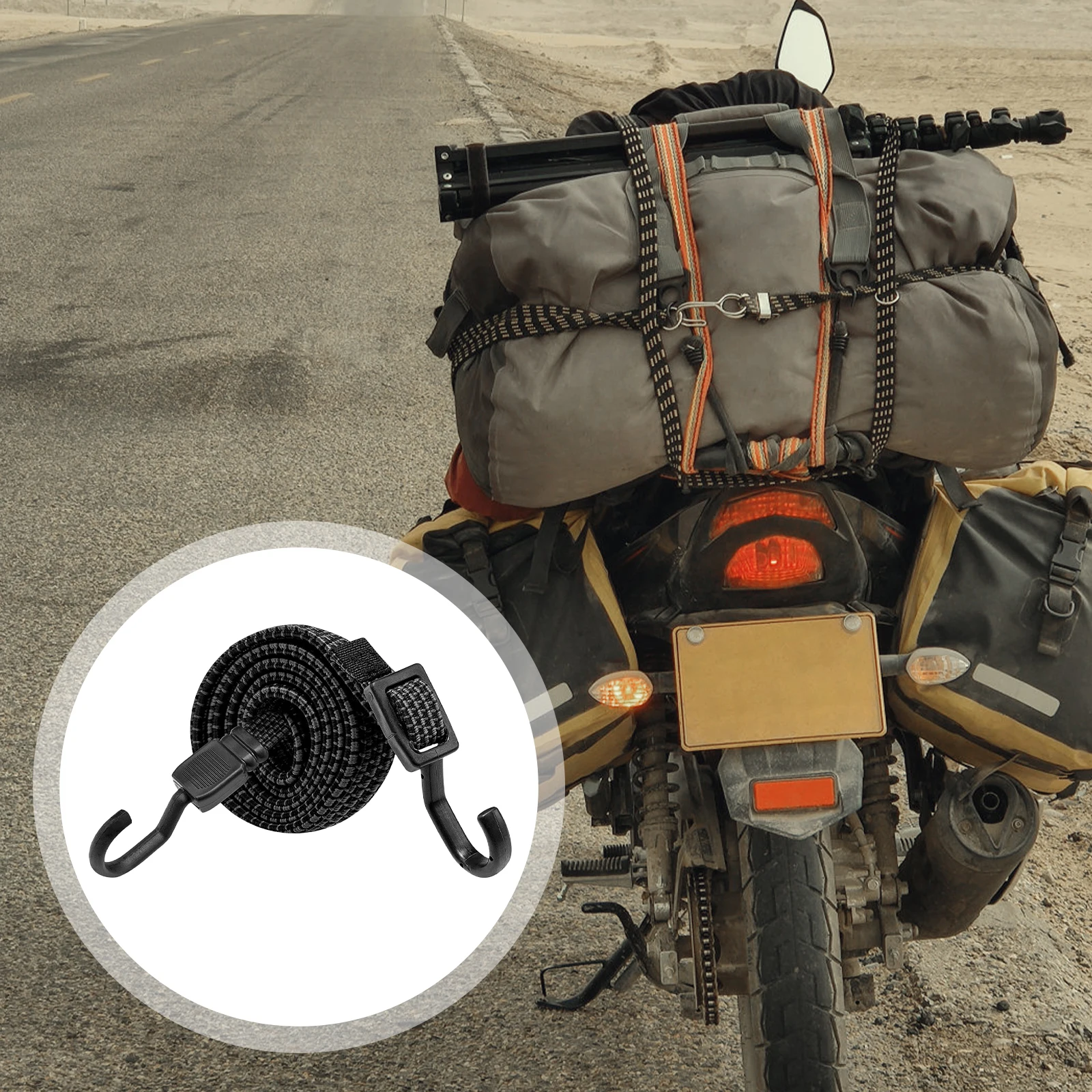 

3pcs Luggage Rope Straps Heavy Duty Outdoor Adjustable Long Polypropylene Bungees Hooks Gray Black 100cm Elastic Strong