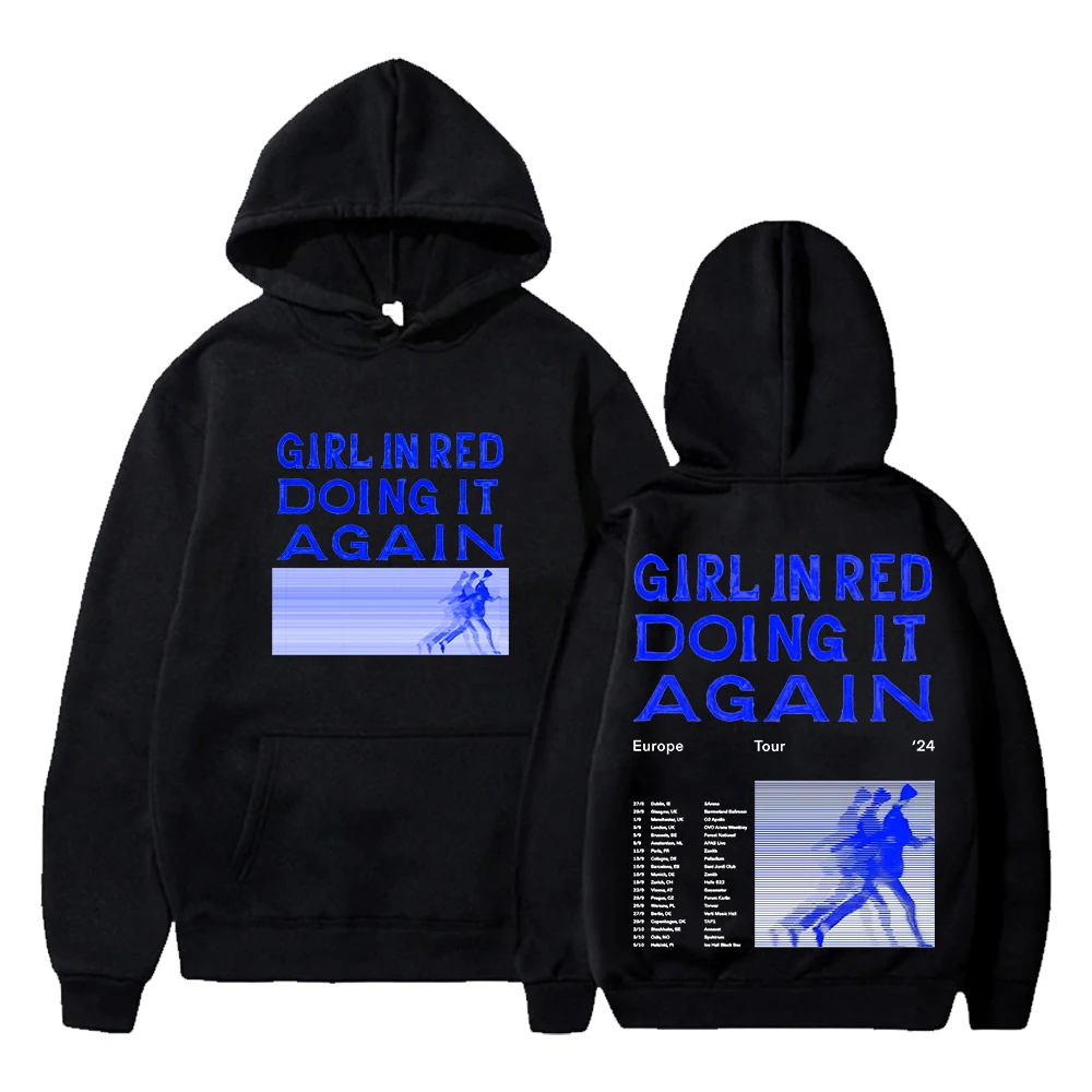 Girl In Red Doing It Again Tour Hoodie Europe 2024 Long Sleeve Streetwear Men Women Hooded Sweatshirt Hip Hop Clothes