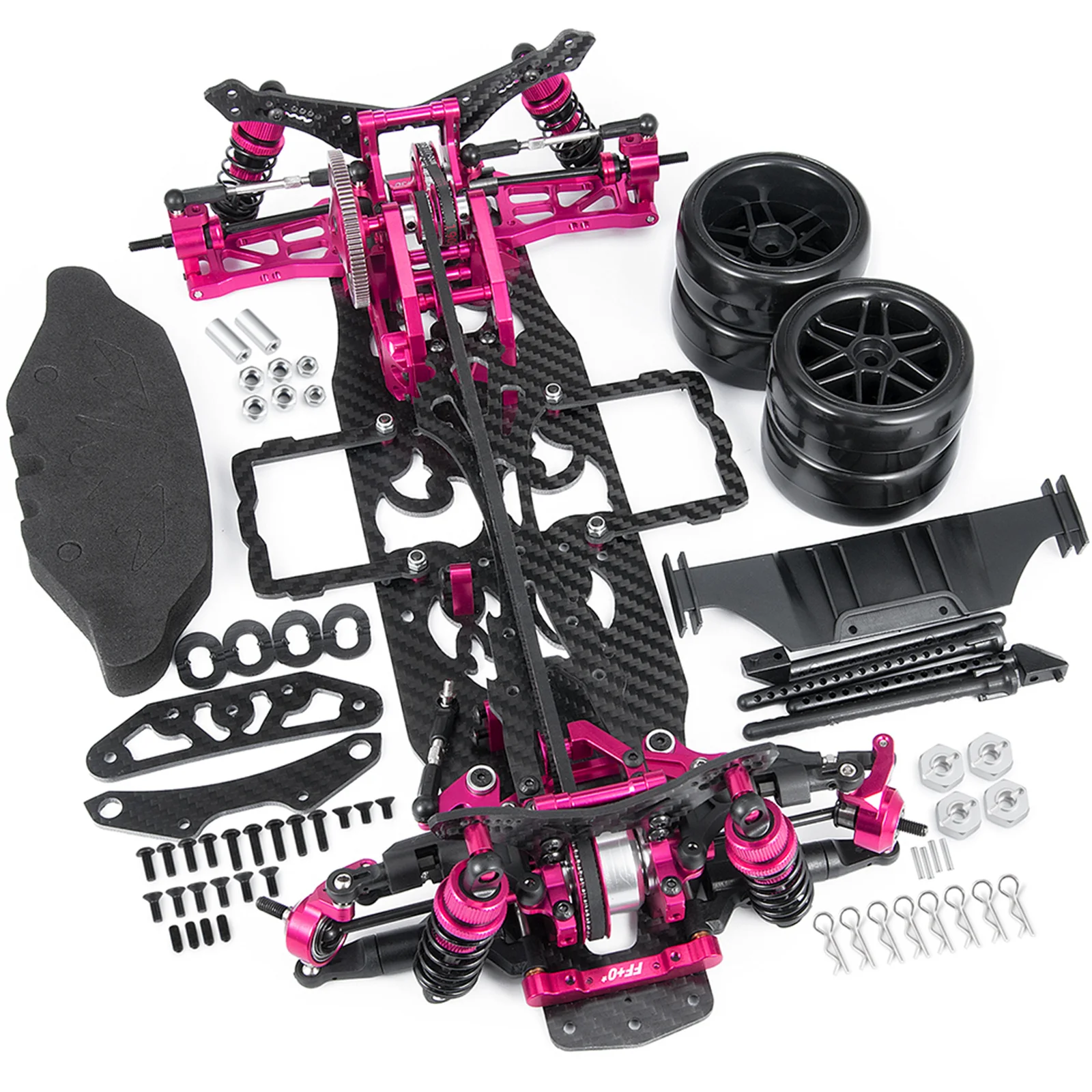 1/10 Car Aluminum Alloy Frame Assembly Kit with Wheels for Sakura D4 1/10 AWD 4WD RC Flat Road Drift Car Model Upgrade Part