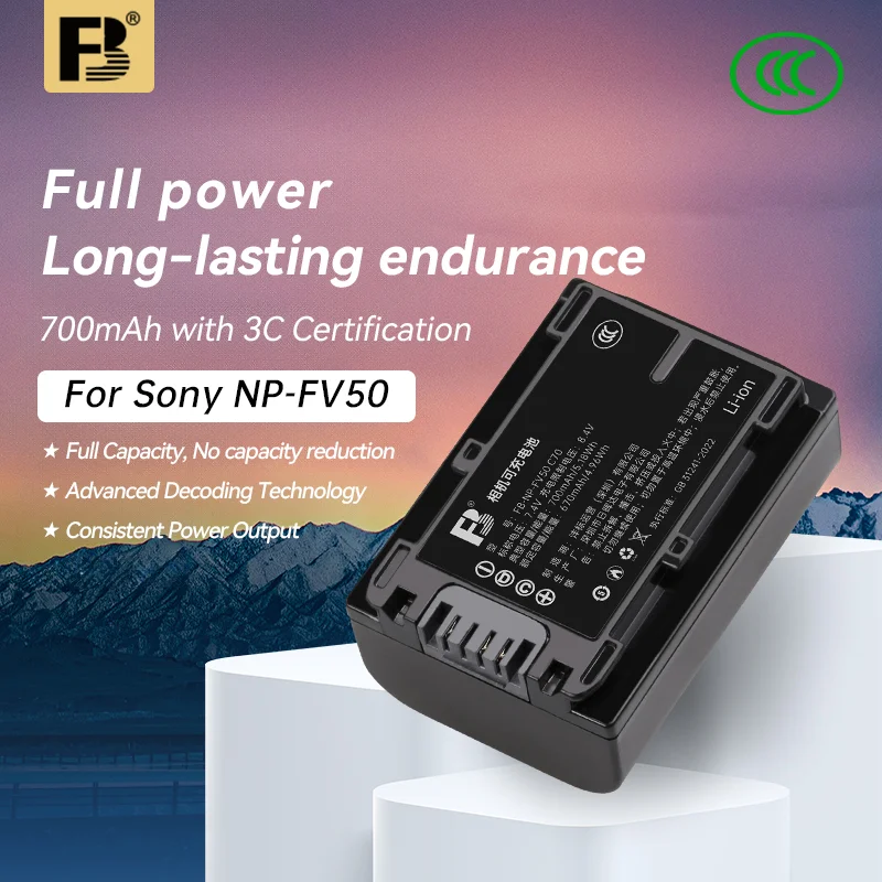 NP-FV50 Battery for Sony 700mAh High Capacity with Power Display No Warning Compatible with FDR-AX700/AX100E/PJ540/CX900 Camcord