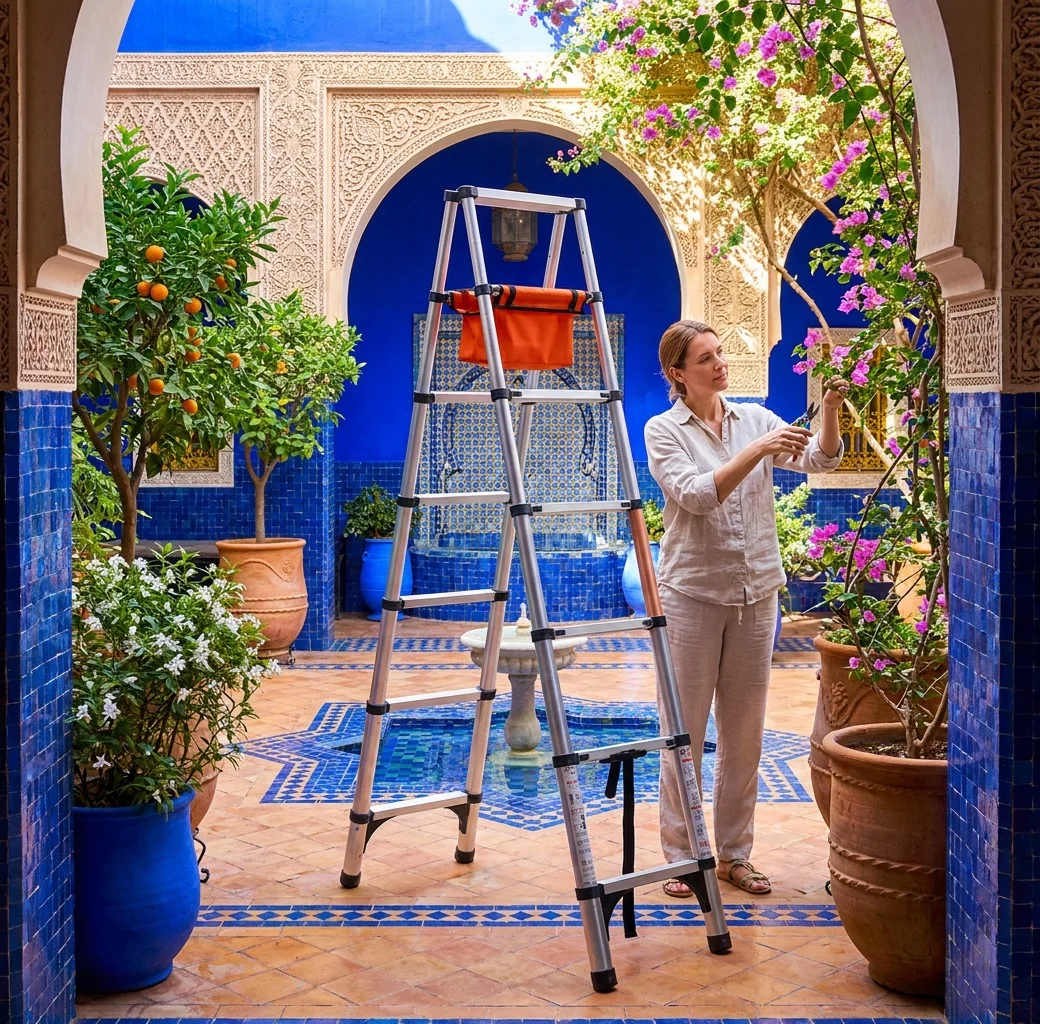 

7-Step A-frame ladder, Heavy Duty Stainless Steel Carbon Steel Construction, 330 lbs Load Capacity Stable Foldable Step Ladder