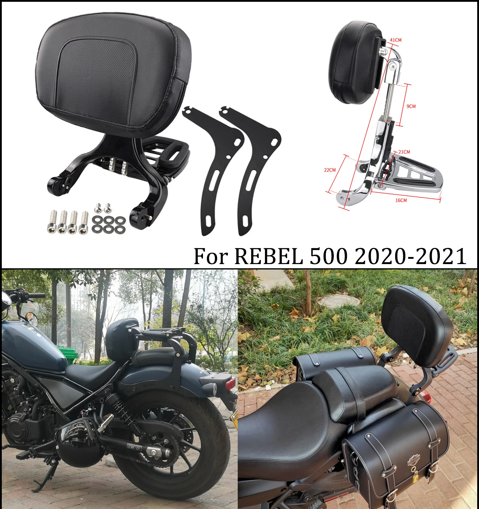 

Motorcycle Rear Seat Plating Backrest Foldable Backrest for REBEL 500 CMX 500 300 REBEL 500 2020-2021