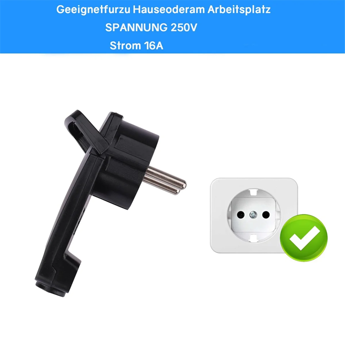 2pcs Black Schuko Angled Plug Flat, Schuko Flat Plug 250 V (16 A), Schuko Plug, Schuko Plug Flat, Eu Plug