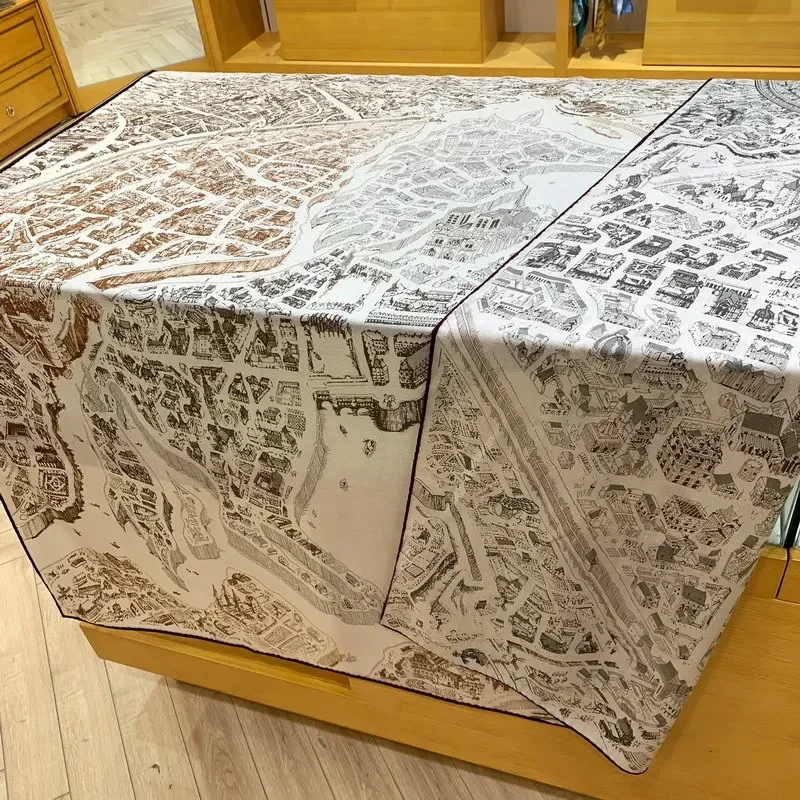 

High-end Elegant Women Exquisite Horse City Double-sided Print Quality Silk Wool Hand-rolled Edge Warm Large Square Scarf Shawl