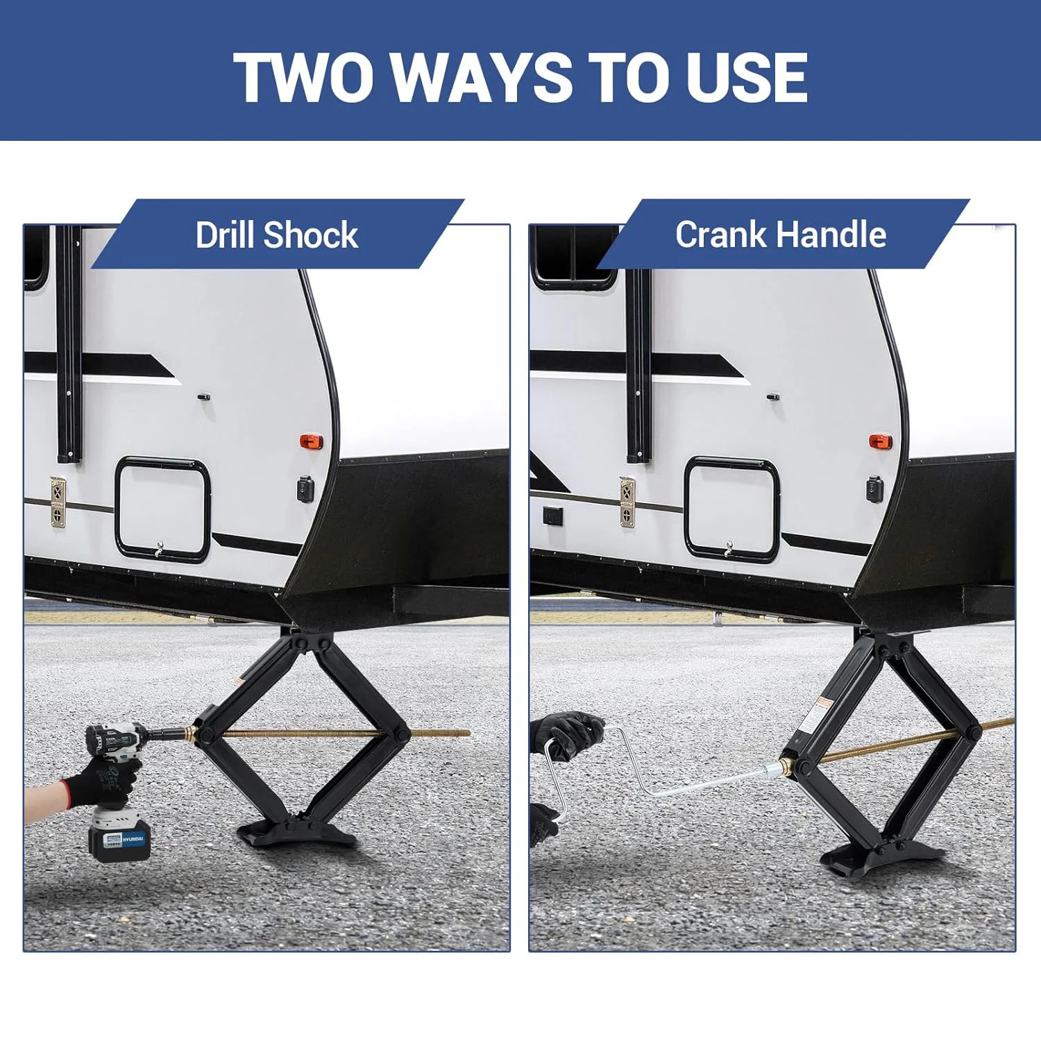 7500 رطل الثقيلة RV مقص جاك 4-24in/4-30in ارتفاع قابل للتعديل مقطورة معدات التخييم استقرار مع مقبض كرنك العالمي صالح