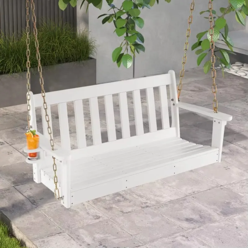 Comfortable Wooden White Outdoor Garden Metal Porch Swing Set Adult Patio