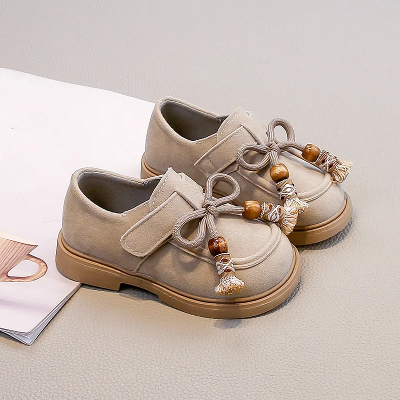 Spring Autumn Girls Leather Shoes Retro Tassel Children Causal Flat Shoes School Versatile Soft Kids Fashion Dress Loafers Shoes