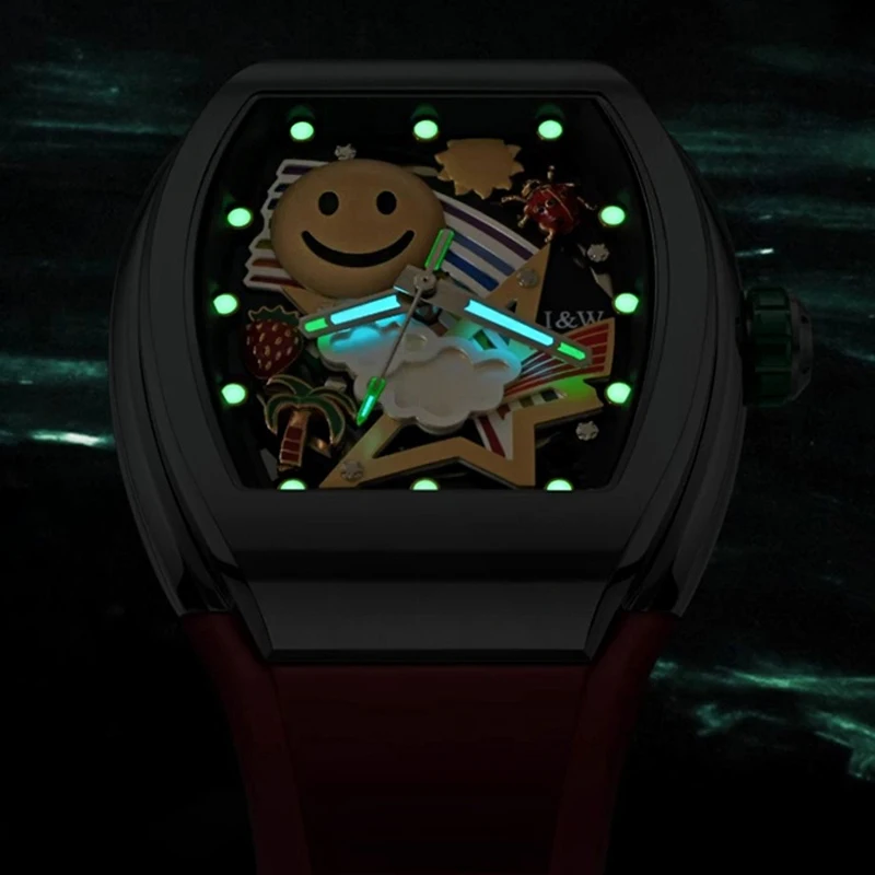 IW Personalized Design Waterproof Yellow Rubber Watch Men Fashion Fully Automatic Mechanical Watch Men's Reloj Hombre