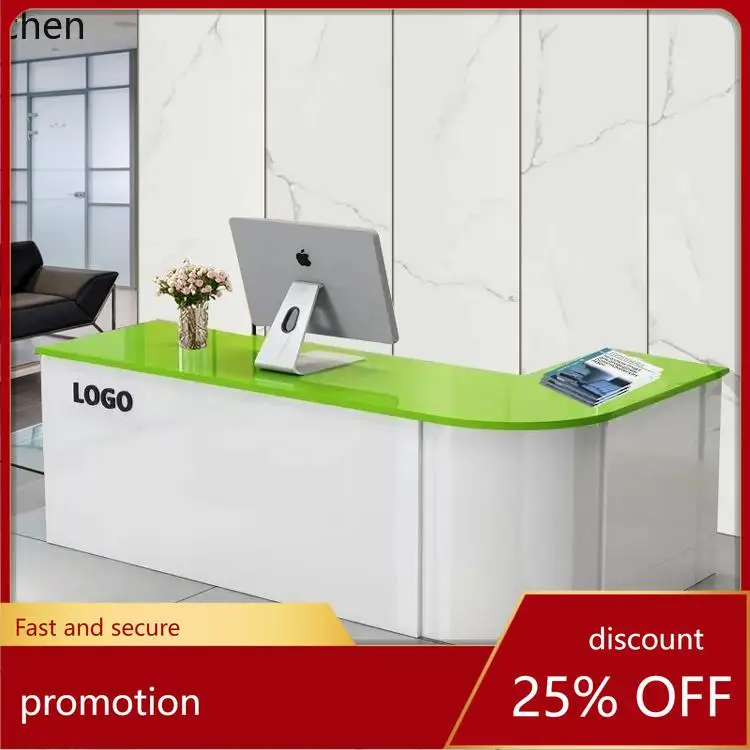 

ZML Simple Modern Arc Corner Bar Counter Company Reception Desk Small Cashier Counter