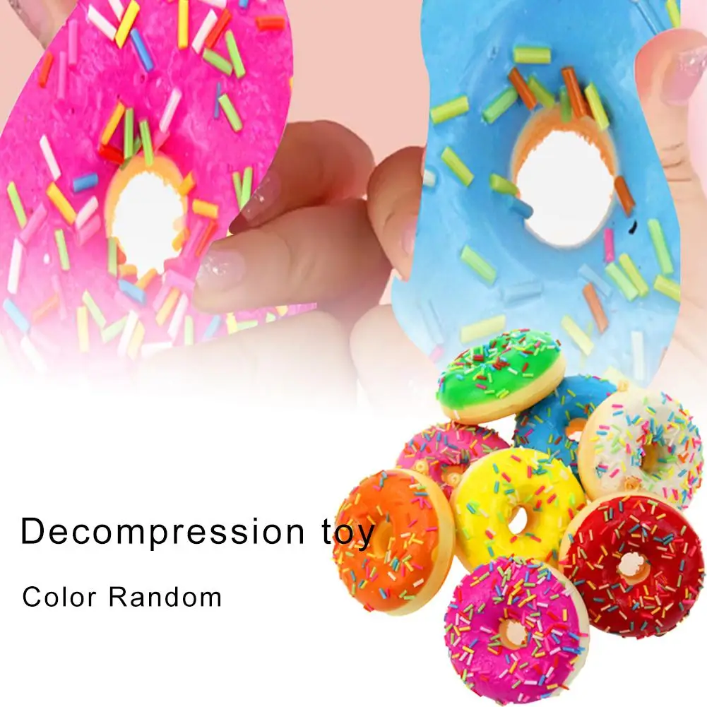 Slow Rebound Bread 7cm Donut Decompression Toy Pendant PU Simulation Pinching Release Stress Prank Props Gift Toy For Kids