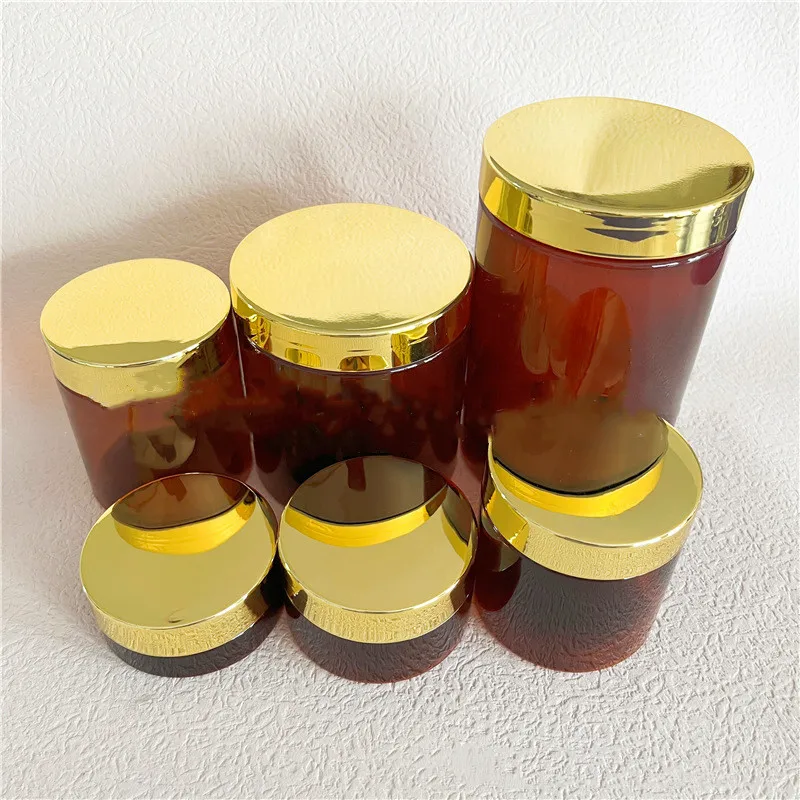 

20/40pcs 50/100/150/200/250/500ml Empty Plastic Brown Cosmetic Jars Makeup Container Amber Jar Face Cream Sample Pot Container