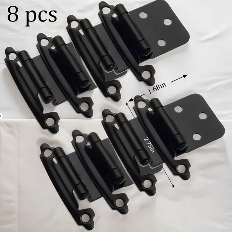 

8 pcs Inset Cabinet Door Hinges Flush Face Mount Cupboard Self-Closing Kitchen Cabinet Hardware Hinges Decobasics 1/2 Overlay