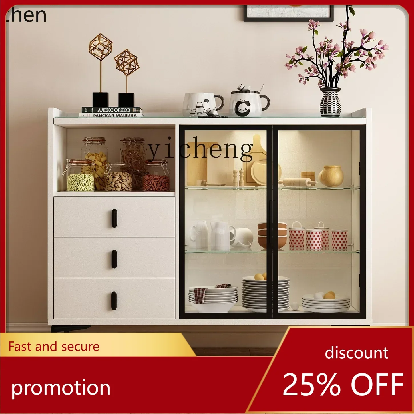 

HXL Sideboard Simple Tea Water Glass Wall-Mounted Storage Cabinet Storage Sideboard