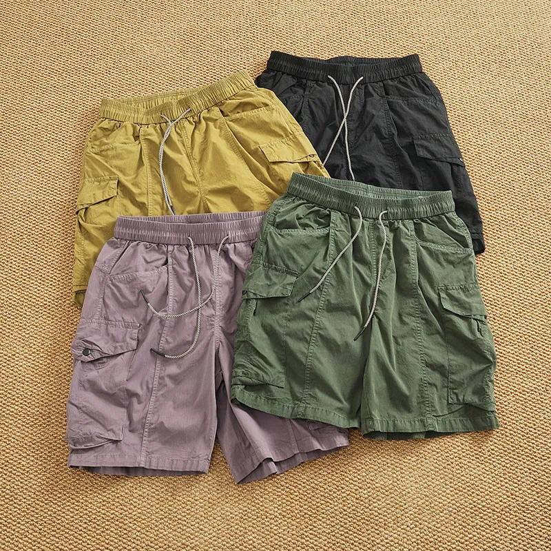 

Новые летние универсальные мужские шорты-карго с карманами, в стиле пэчворк, для активного отдыха, быстросохнущие, дышащие, свободного прямого кроя, 5-дюймовые