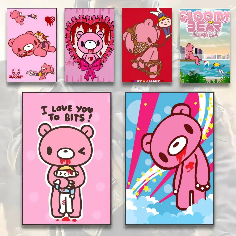 Cute Cartoon G-gloomy Bear Painting Calligraphy Modern Canvas Wall Art Prints for Living Room Decor | Wall Decals
