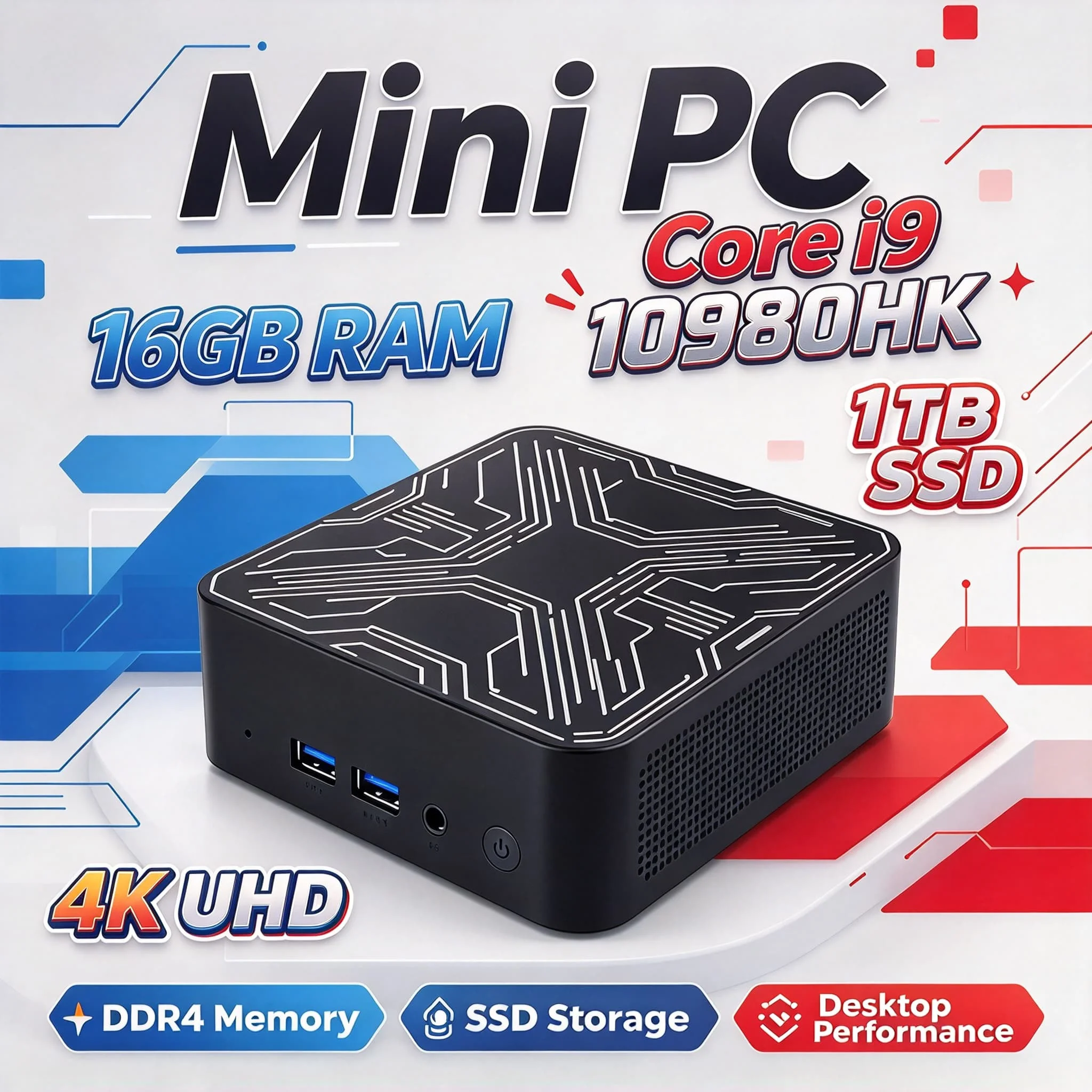 2026 Intel Core i9 10980HK Mini Computer 16GB 2TB M.2 NVMe SSD Triple 4K Screen Output WiFi6 Silent Cooling Portable Mini PC
