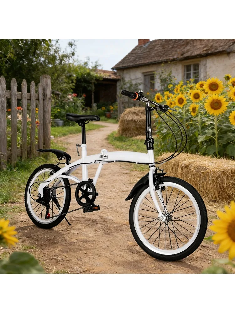 AliExpress NONE 20 Inch Folding Bike Foldable Bike Bicycle 6-Speed Shifter Folding Bike with Double V Brake Foldable Bikes for Adults Teenagers
