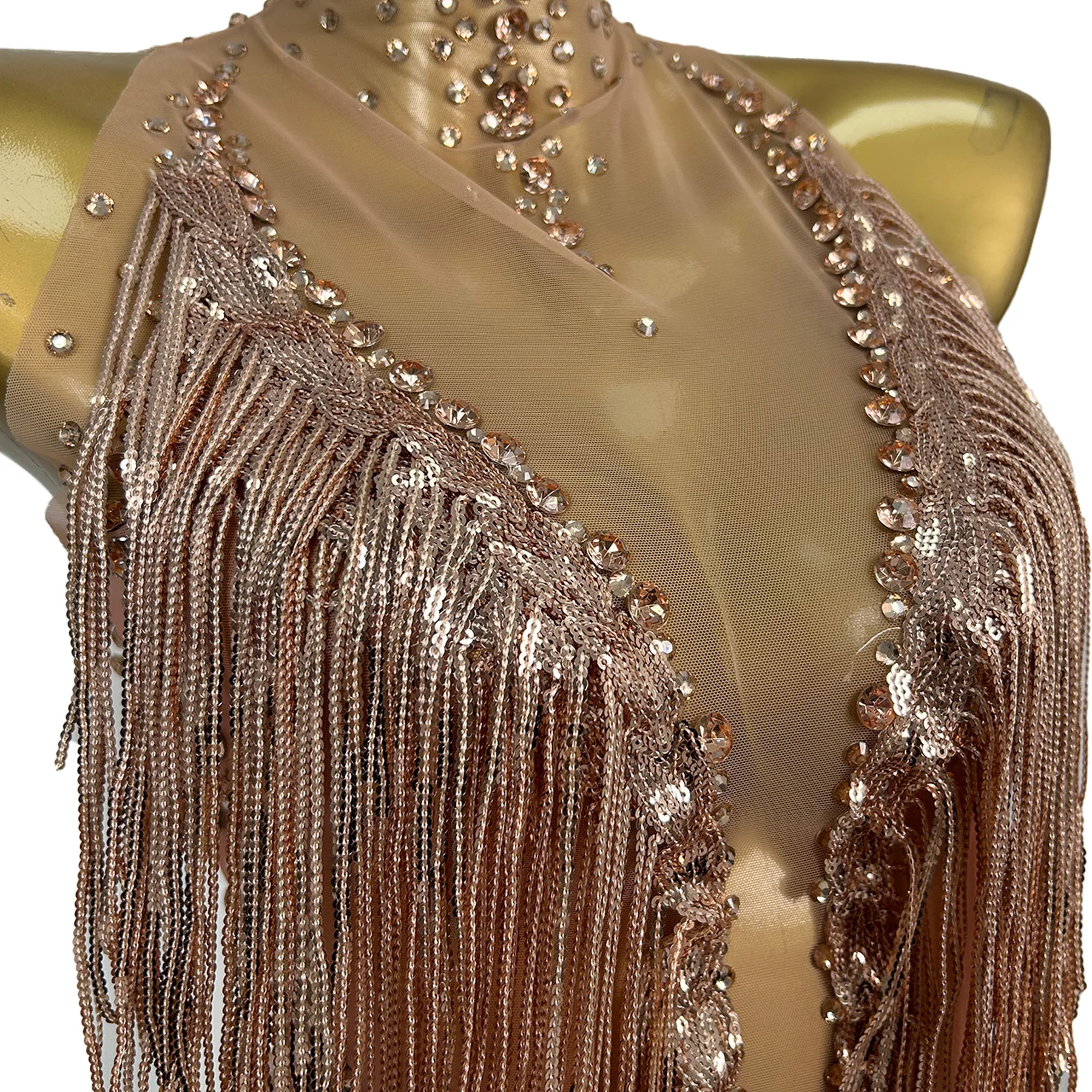 Tishen Luxus Frauen Prom Kleider Sexy Perspektive Mesh Quaste Kleid Bar Bühne Leistung Kleid Geburtstag Cocktail Party Kleid