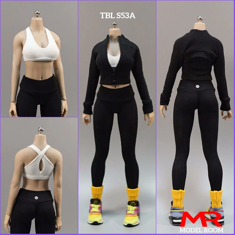 HAILI TOYS 1/6 Female Zipper Tops Leggings Sprots Yoga Clothes Model Fit 12'' TBL S53A S10D S46A Soldier Action Figure Body Doll