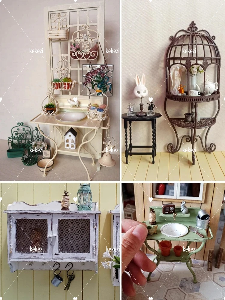 

Miniature Garden Flower Vases, Mini Flower Stands,Mini Wall Cabinet , Doll Dollhouse Miniature Garden Decoration Accessories