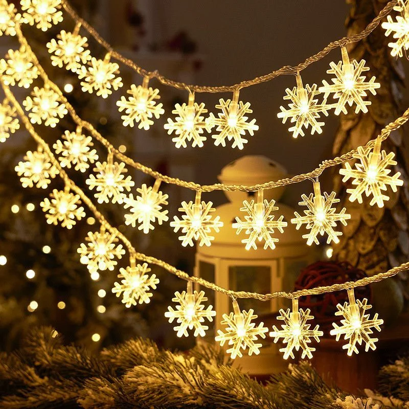 

Snowflake Fairy String Lights LED Wedding Indoor Party Home Gate Christmas Garland Decoration Battery Powered Festival Lighting