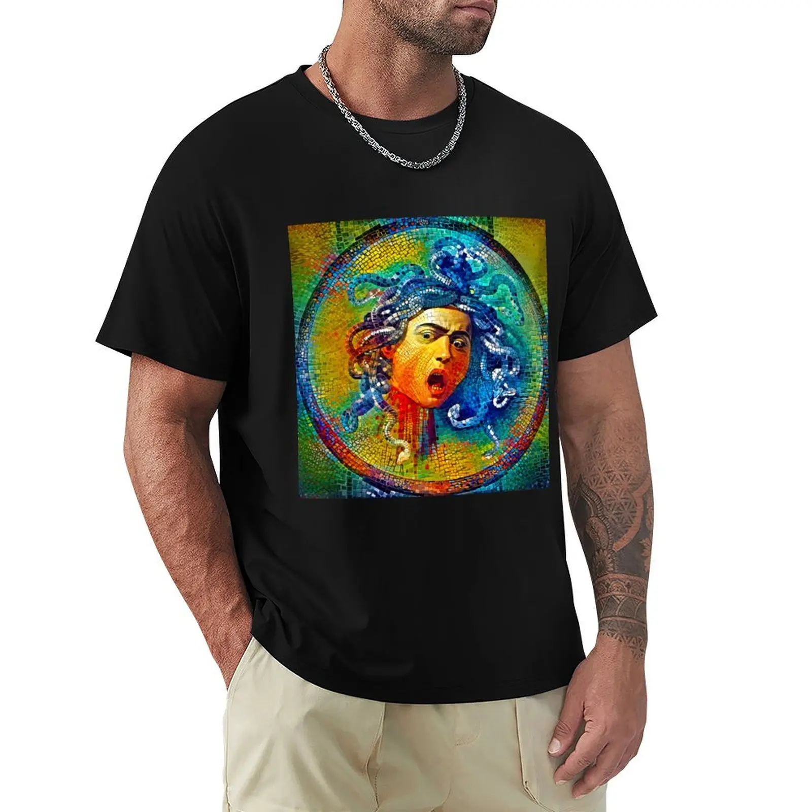 Medusa by Caravaggio - colorful mosaic T-Shirt graphic t shirts for man T-Shirt