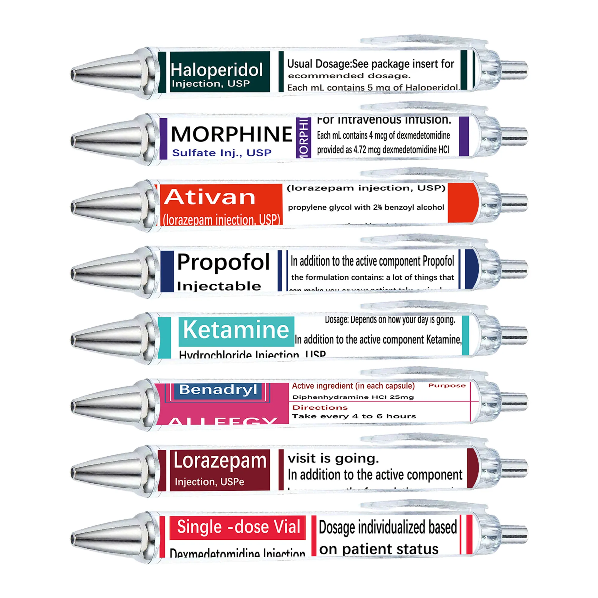 8pcs/10pcs Pharmacy Pill Drug Theme Ballpoint Pen Drug Care Series Gift Pen Nurse Pen Hospital Female Worker Work Pen