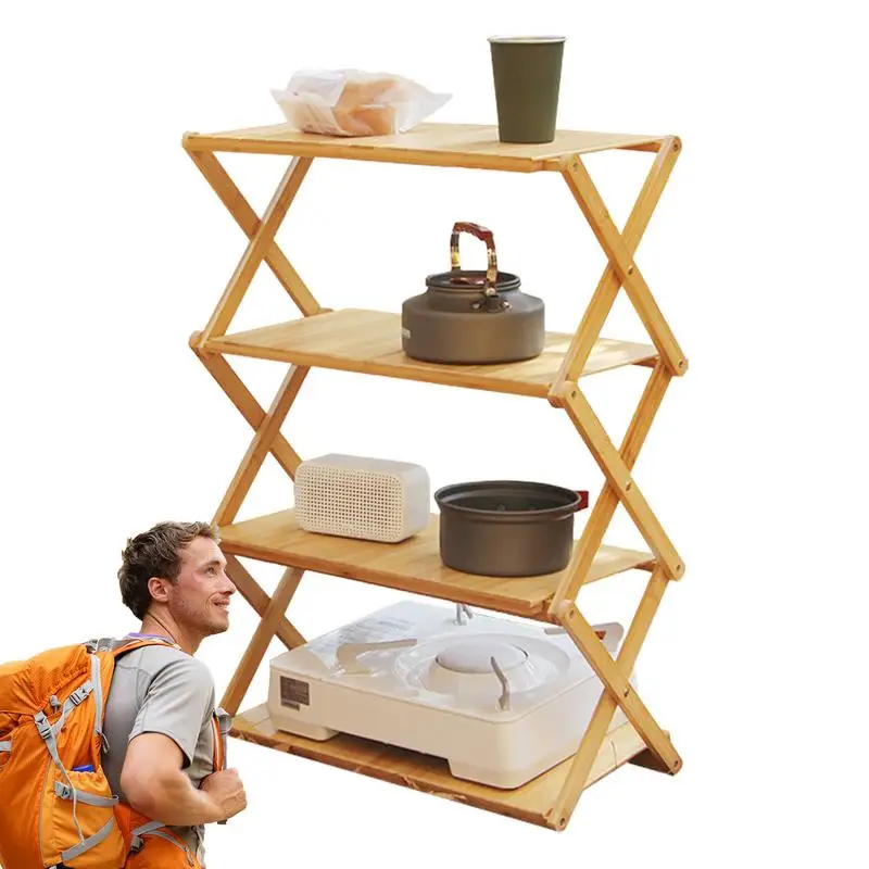 

Od Shelf Stand Foldable Portable Wooden Table Shelf Multi-Layer Wooden Bathroom Shelf For Yard Garden Patio Balcon