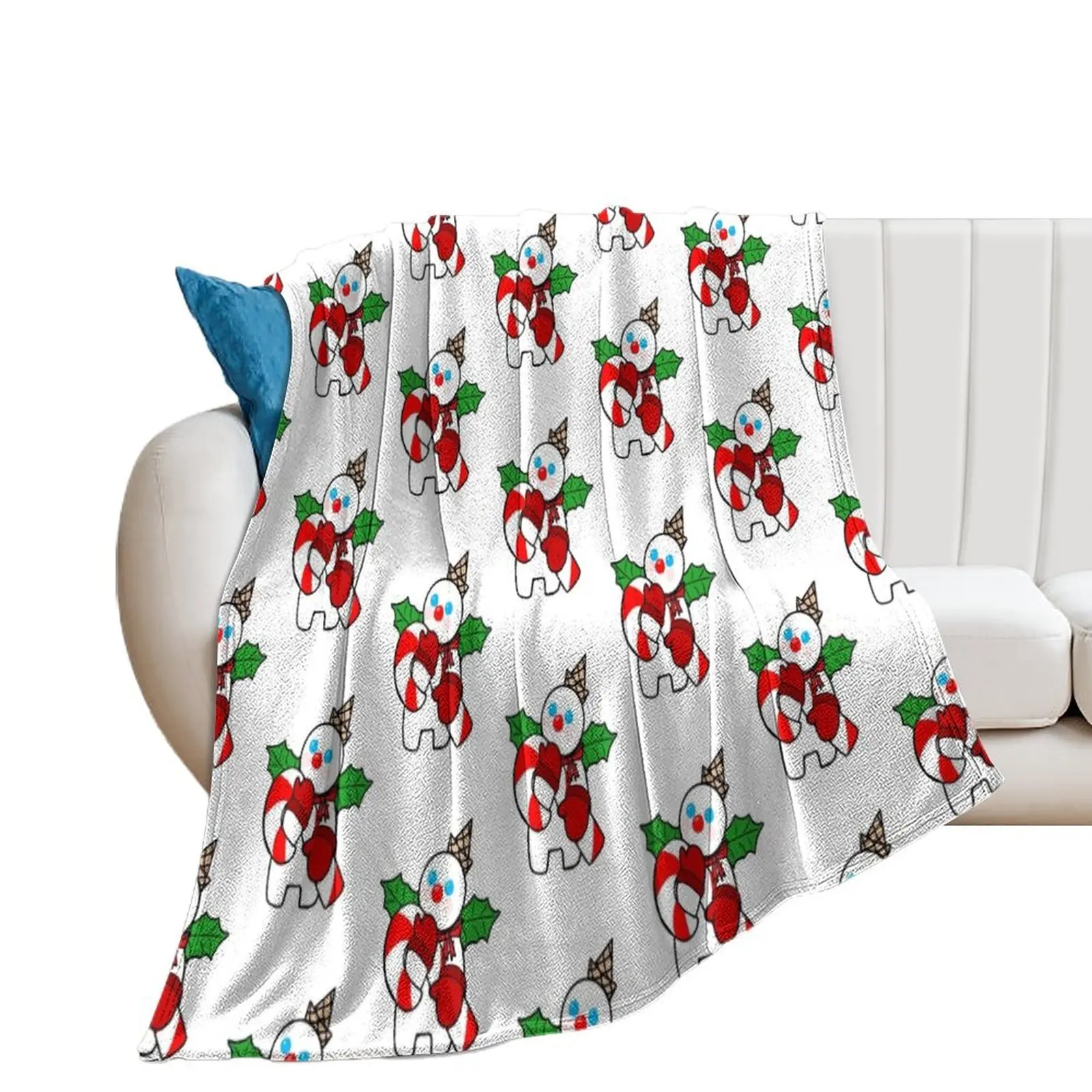 

Mr. Bingle with Candy Cane Throw Blanket Sofa Custom warm winter Tourist Blankets