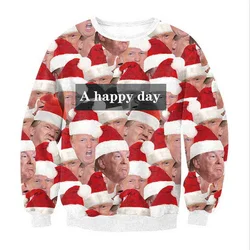 Funny Santa Claus Ugly Christmas Sweater Men Crew Neck Sweatshirt 3D Printed Xmas Hoodie Autumn Round Neck Hoodies Women Tops