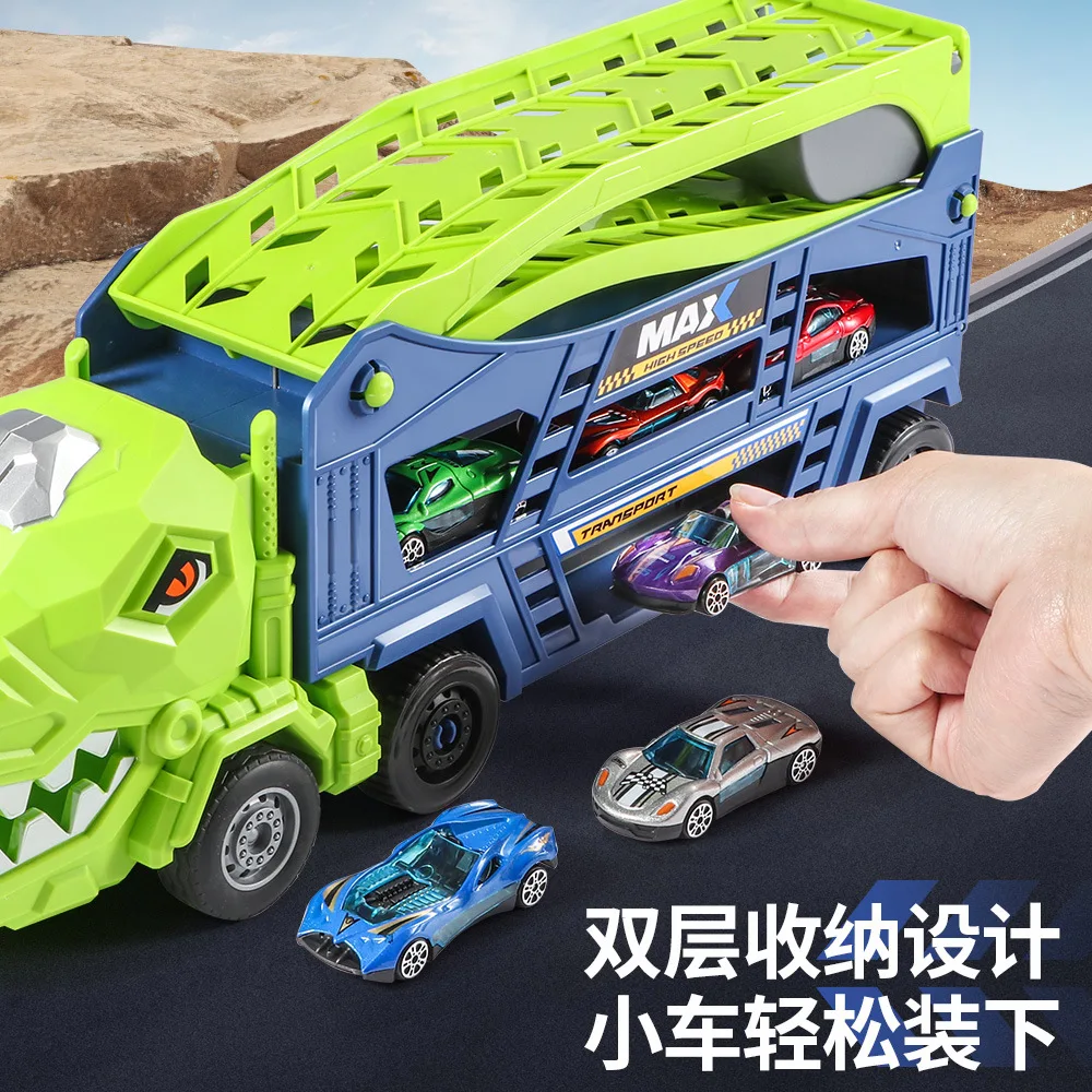 B440 dinossauro transporte engenharia veículo duplo dobrável pista planador competitivo grandes carros de brinquedo crianças e meninos presentes