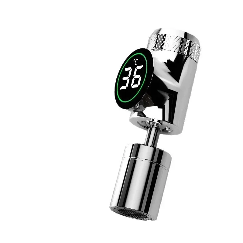 Kitchen Faucet Extender - Splash-proof Water Prevention Device - Sink with Temperature Display - Swivelable in All Directions